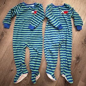 Set of 2 fleece footie pajamas sleepers